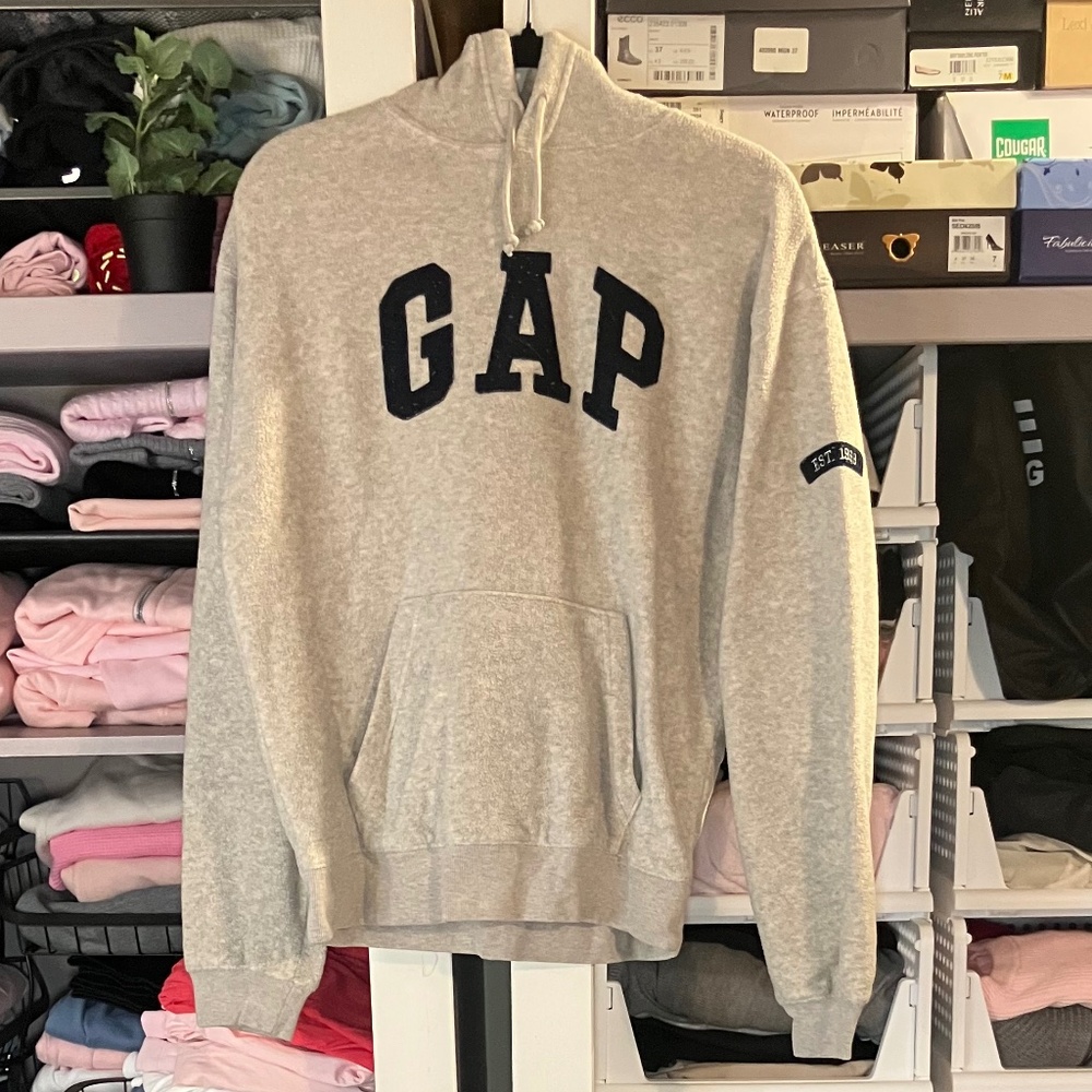 Gap Light Grey Fleece Hoodie With Huge Front Pocket